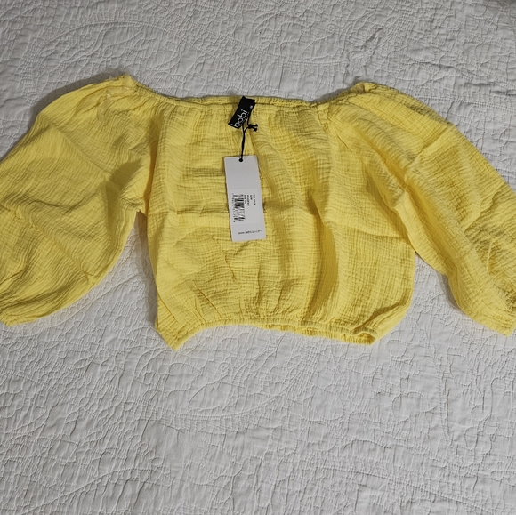 bobi Tops - Bobi los angeles elastic boatneck top  yellow NWT